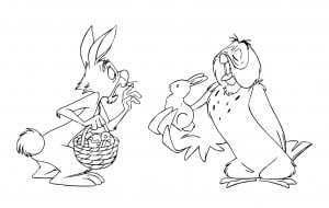 Free Easter Rabbit and Owl Coloring Pag
