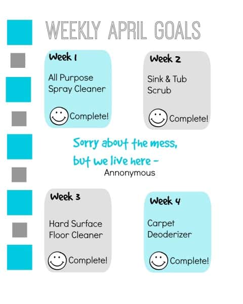 April DIY Cleaners April Goals Printable