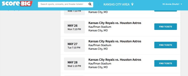 Search ScoreBig to save money on tickets