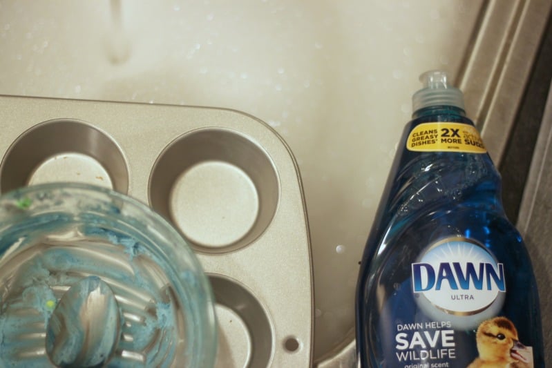 Blue frosting and suds