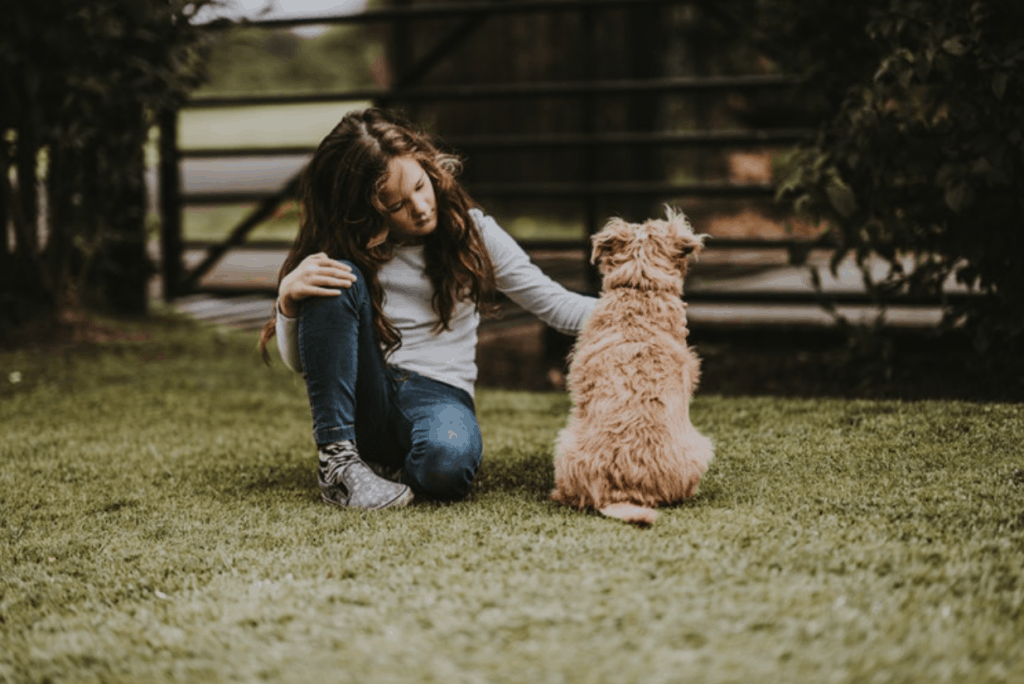 Child and Dog Outside