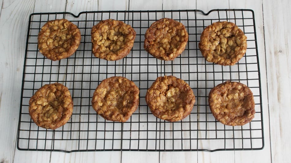 Let the oatmeal cookies cool on a rack