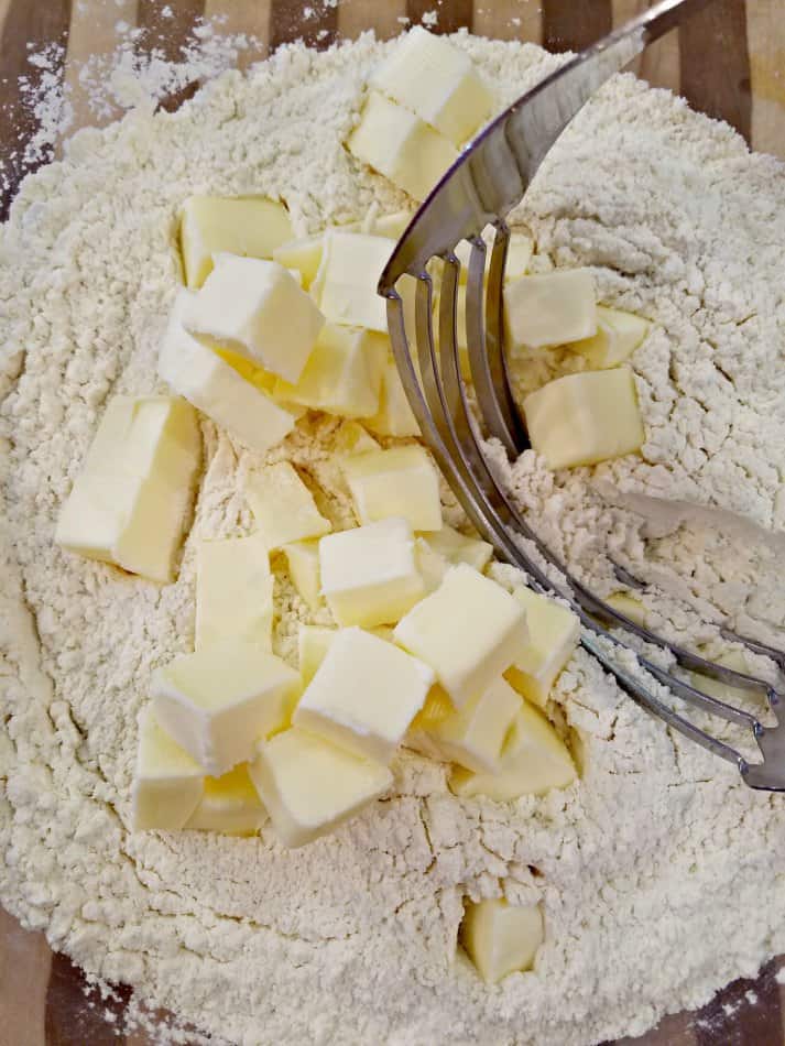 Use Pastry Cutter to cut the butter into the dry ingredients for buttermilk biscuits