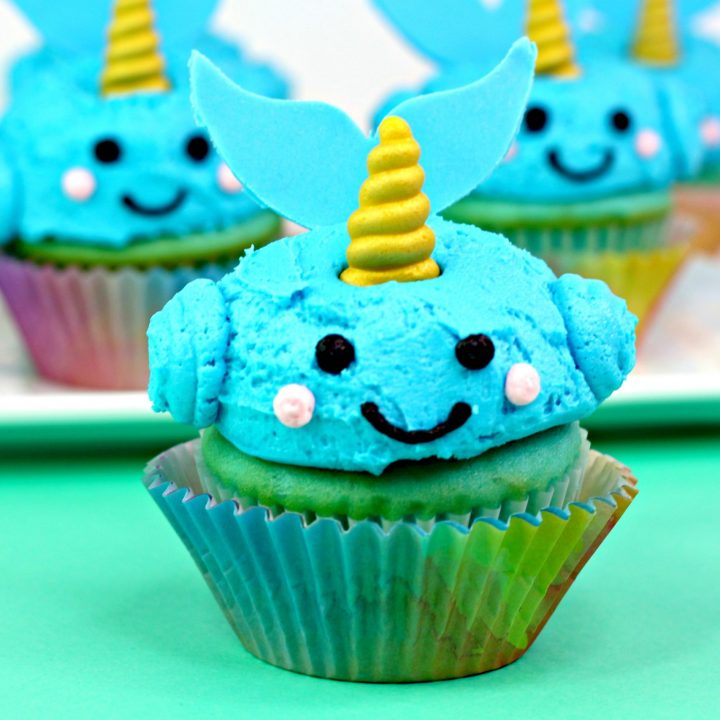 Cute and easy narwhal cupcakes