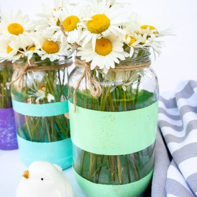 Easy Summer Glitter Painted Mason Jars