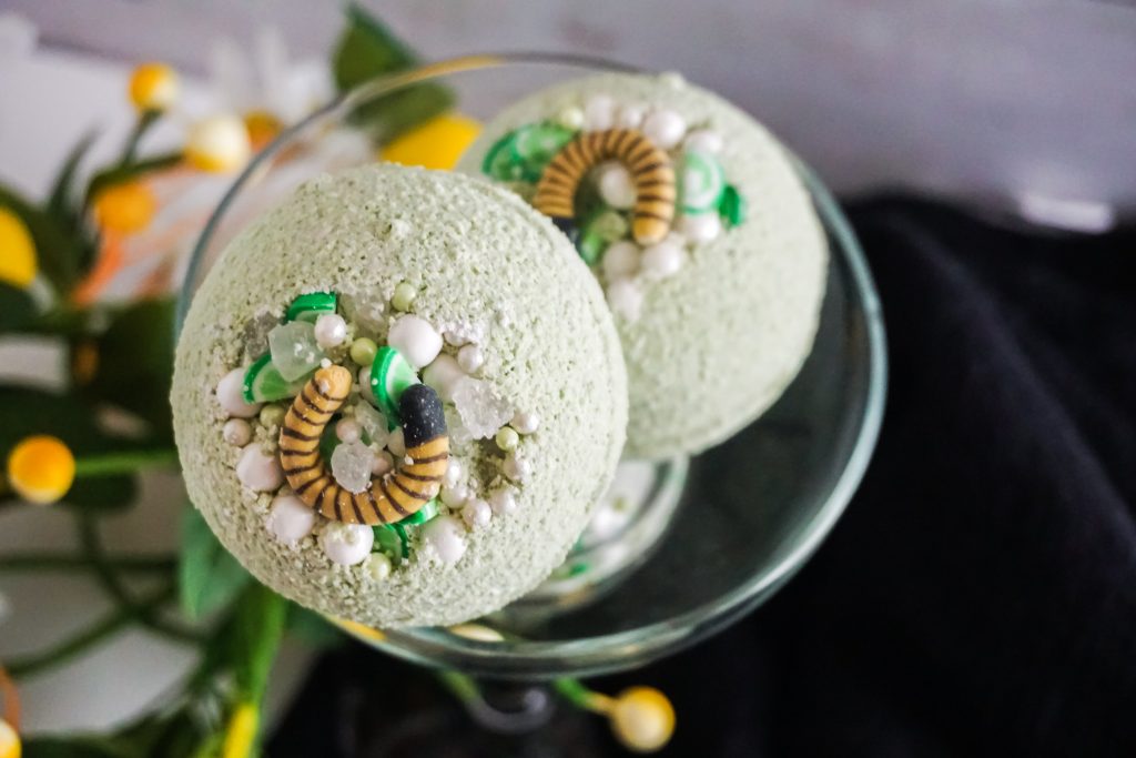 a close up of margarita bath bombs
