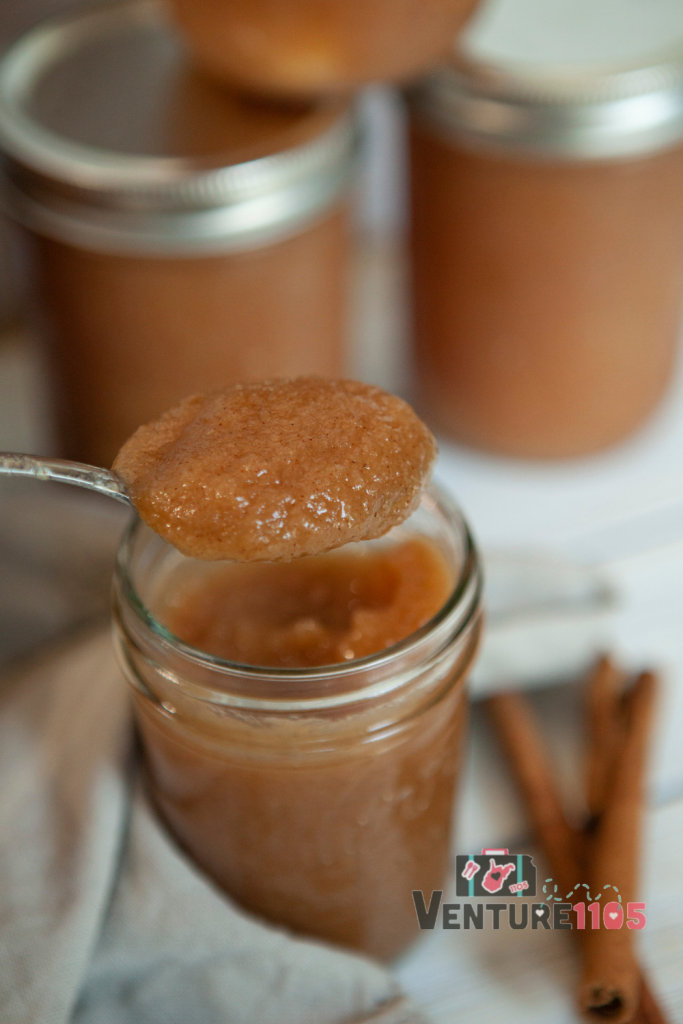 a spoon of homemade cinnamon applesauce