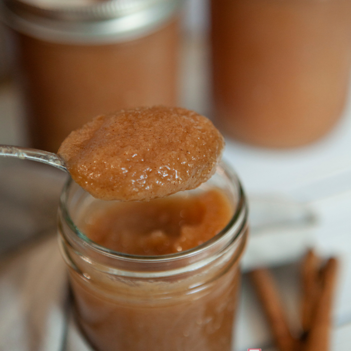 a spoon of homemade cinnamon applesauce