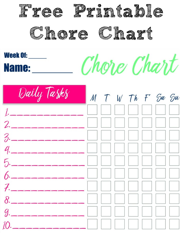 Free Printable Chore Chart from Cook Eat Go 