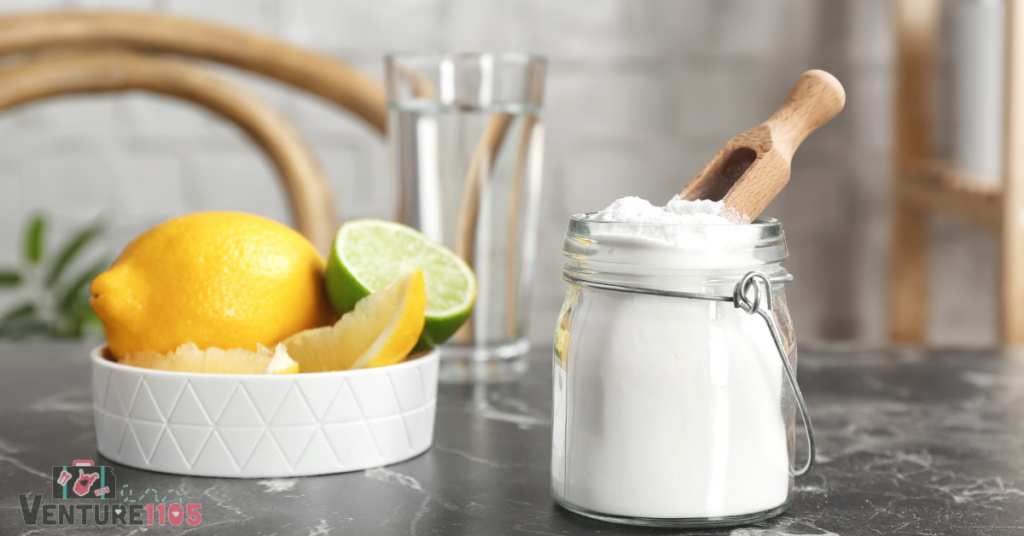 Baking soda on a kitchen table 