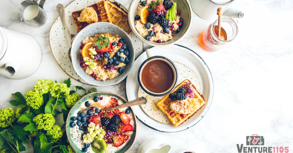 A bunch of healthy breakfast food