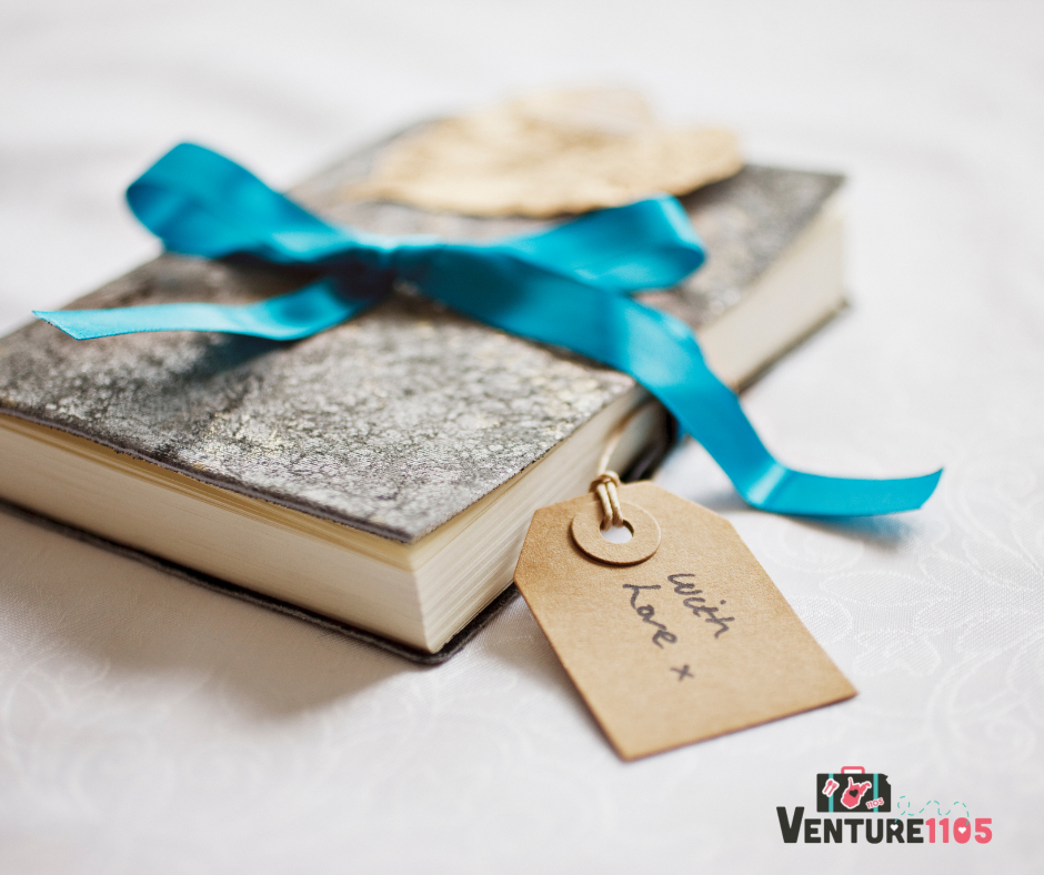 A gift wrapped book 