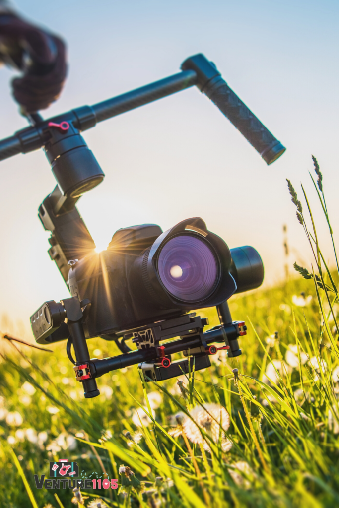 A video camera above a field of flowers