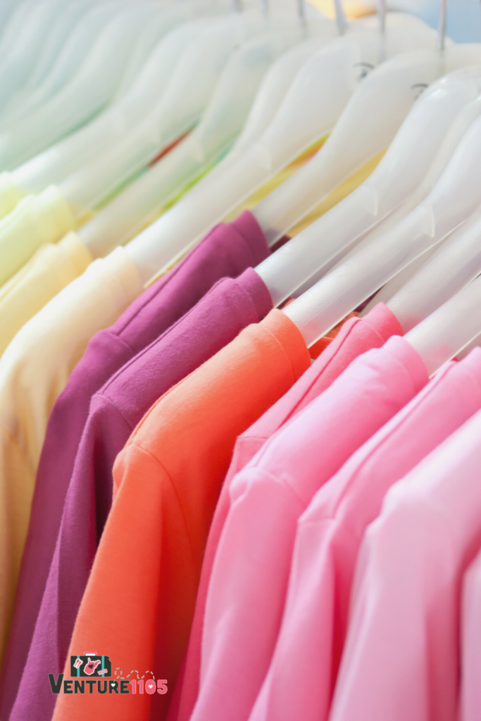 A row of colorful t shirts 