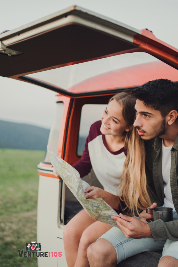 A couple looking at a map together 