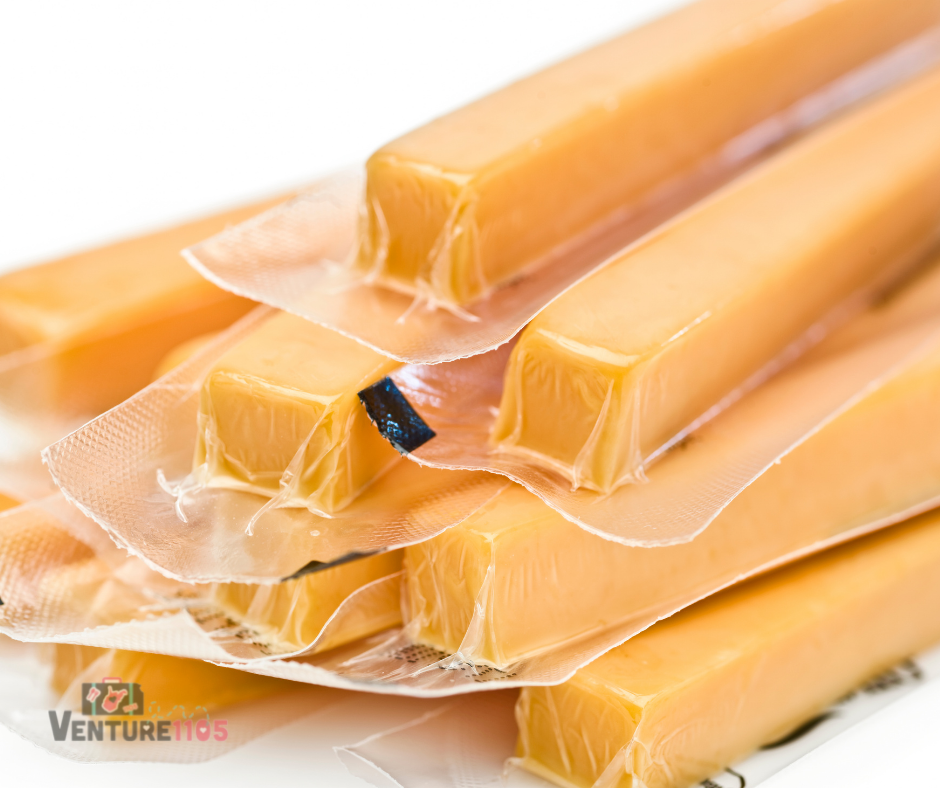 Individually wrapped cheddar cheese sticks 