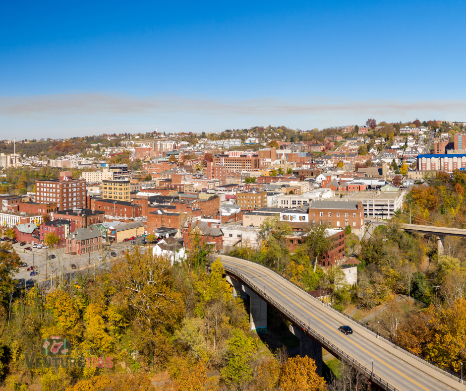 an aerial view of Morgantown