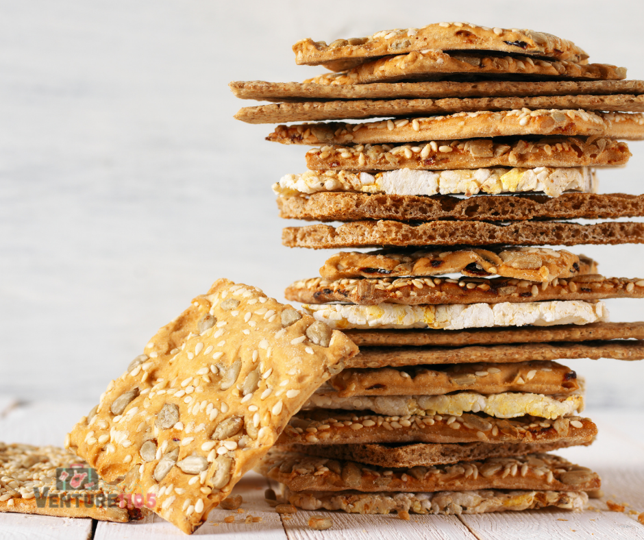 A stack of gluten-free crackers 