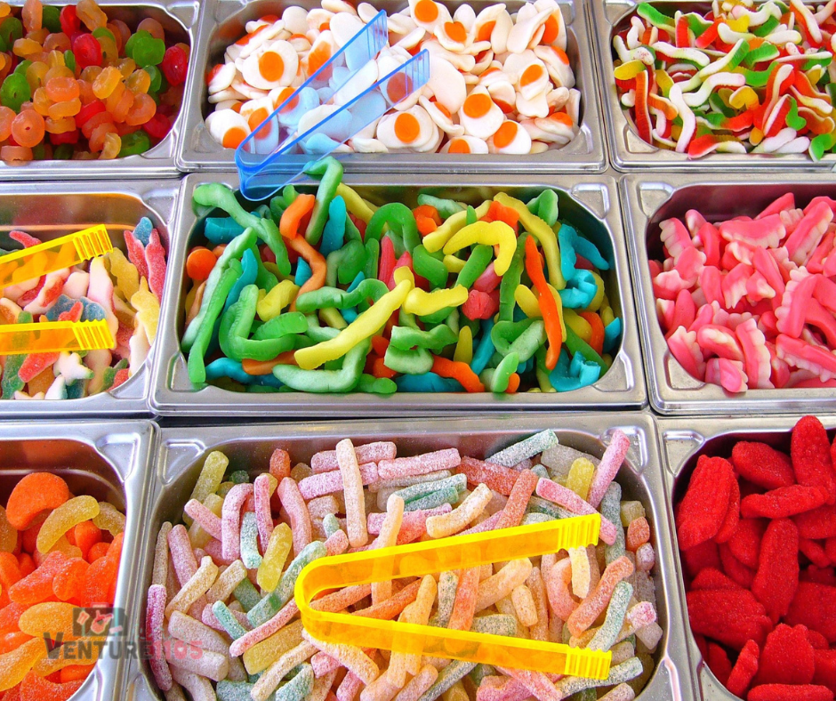A bunch of gummy candies 