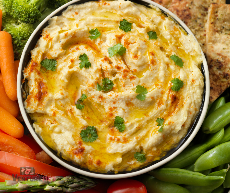 hummus and raw vegetables 