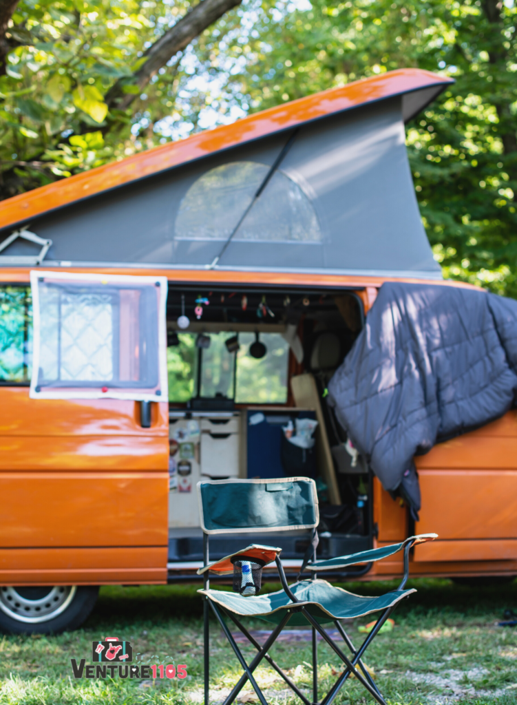 An orange campervan
