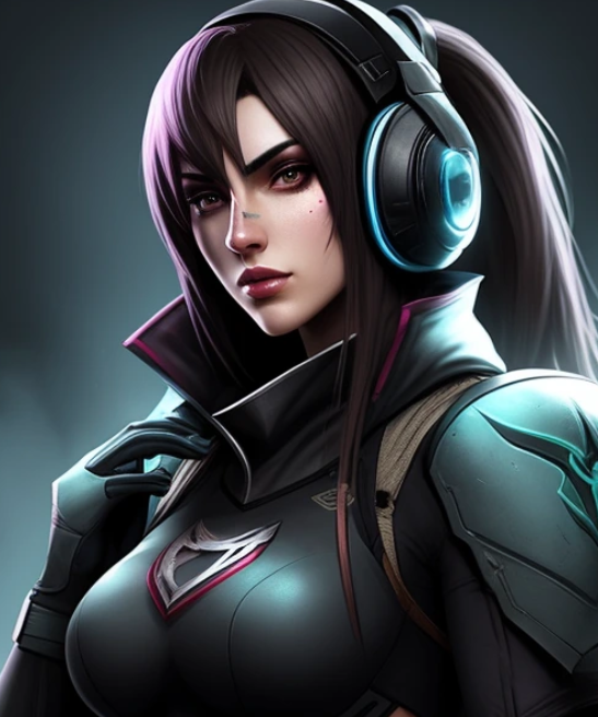 A drawing of a female video game character 