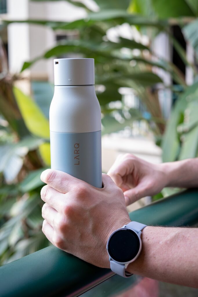 A Larq self-cleaning water bottle 