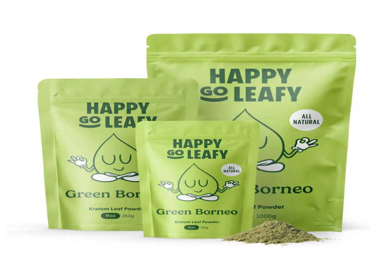 Happy Go Leaf Kratom Powder packages 