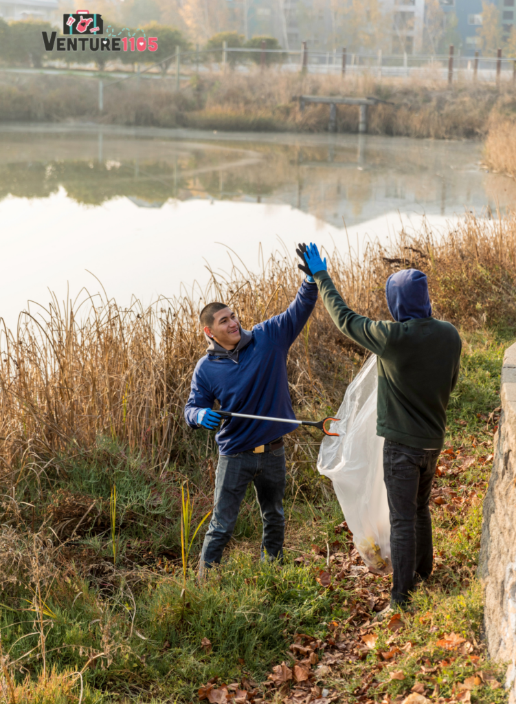 Two men doing community service 